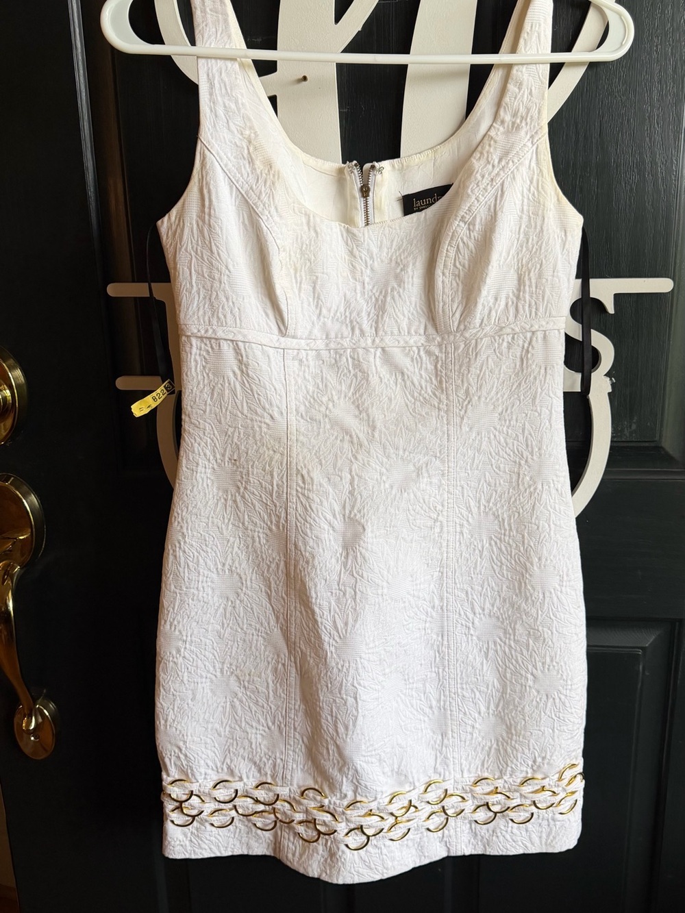 White Embroidered Hem Sleeveless Dress